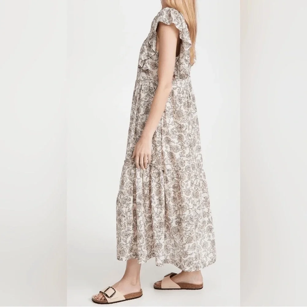 Free People Bonita Printed Midi Dress Tea Combo XS